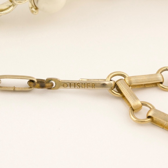 Vintage Lisner Faux Pearl Collar Necklace Gold Tone Retro Mid-Century - Picture 8 of 10